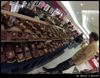 Wooden cars for sales in the shopping mall