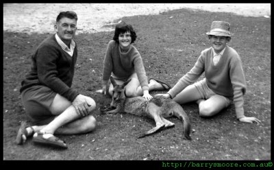 Bernard, Sue, Michael and Kangaroo (Skippy)