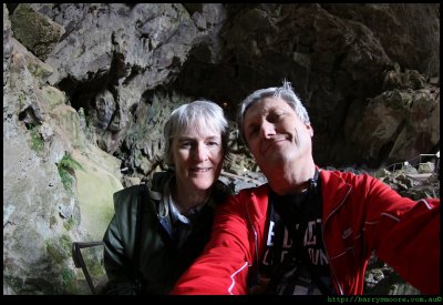 Selfie - barry and Sue in the Devils Coach house at Jenolan Caves