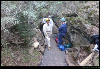 Me in the white overalls - waiting to enter B4 cave