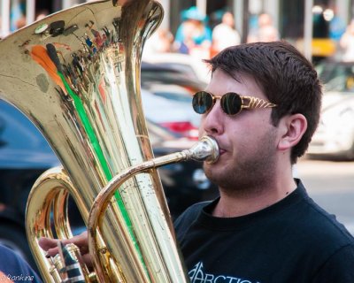 Tuba Player in Shades