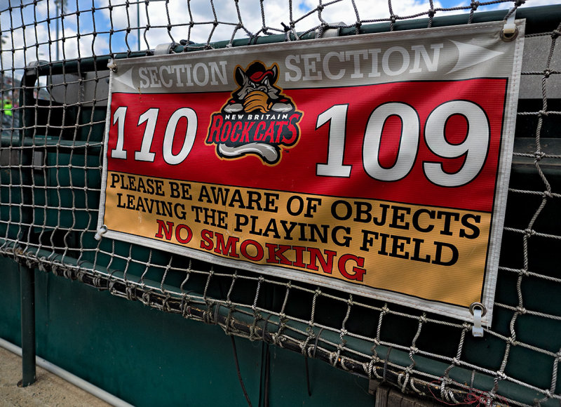 Sign at a baseball stadium. 