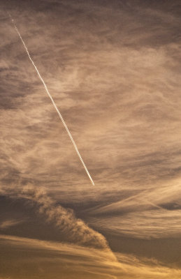 Contrail at sunset.
