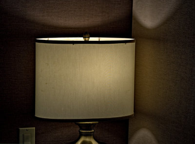 Lamp in a hotel room.