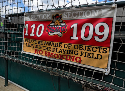 Sign at a baseball stadium. 