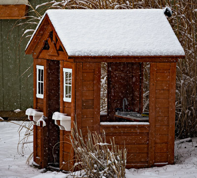Little peoples house in the snow