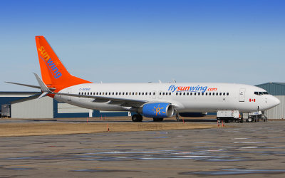 Sunwing grounded in CYXE after one of the engines ingested a bird.