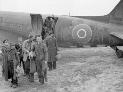 512 Squadron Dakota Mk III, HC-AT (RAF Serial No. KG330), lands at the Brussels Airport to repatriate Belgian nationals from Germanyboth slave labourers and former concentration camp inmates. This 512 Squadron aircraft brought in the infantry and airborne commandos that fought to free them and then brought them back homean honourable history if there ever was one. And in an unlikely coincidence, KG330 is still flying today from Yellowknife, Northwest Territories, Canadian registered as C-GWZS and a television star flying for the cameras for the hit reality series Ice Pilots NWT. KG330 also flew paratroopers on D-Day, but Southgates logbook indicated that he did not fly KG330, but he flew the next in line, KG331. Photo: Imperial War Museum 
