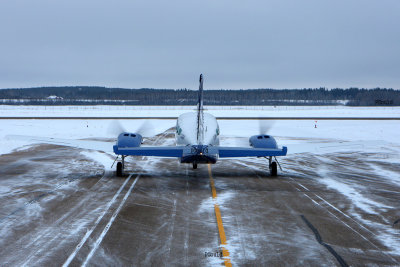 Holding short on taxi way D, to depart off runway 26 @ CYPA.

