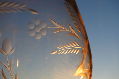 Sunrise through a cut glass goblet