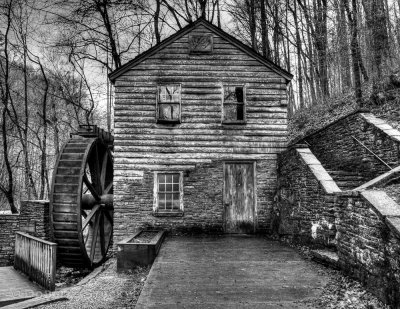 The Rice Gristmill in HDR, B&W