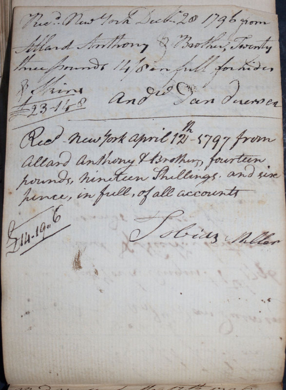Dec. 20, 1796 - Andrew Van Duersen (Deursen) / April 12 1797 - Tobias Miller