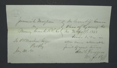 August 1868 - lawsuit particulars
