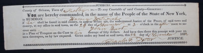 Summons signed by Charles Frederick Potter, Justice of the Peace