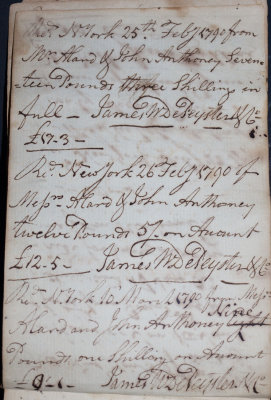 February 25 & 26 & March 10, 1790 - James W. DePeyster & Co 