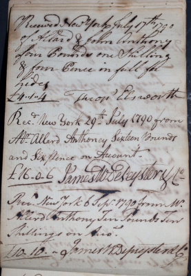 July 17, 1790 - Theophilus Elsworth & July 29 and Sept 6, 1790 - James W. DePeyster & Co