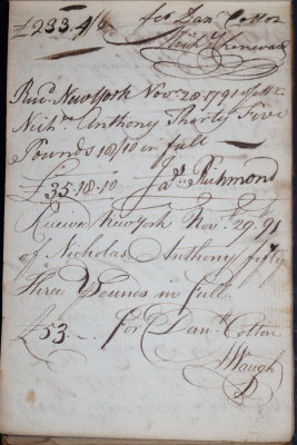Nov. 28, 1791 - Jas Richmond, Nov. 29, 1791 - For Dan Cotton by A. Waugh