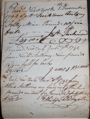 Dec. 1, 1792 - James Richmond, Dec. 7, 1792 - James Bennet, Dec. 8, 1792 - Philipe DePeyster