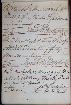 March 2 & May 11, 1793 - James W. DePeyster & May 24, 1793 - Jas Richmond 