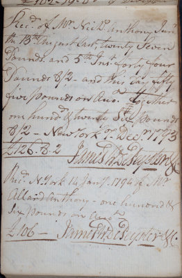 Dec. 7, 1793 & Jan. 14, 1794 - James W. DePeyster