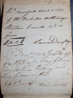 April 6, 1799 - Samuel Doughty / Jan. 11, 1799 - Abraham Brinckerhoff