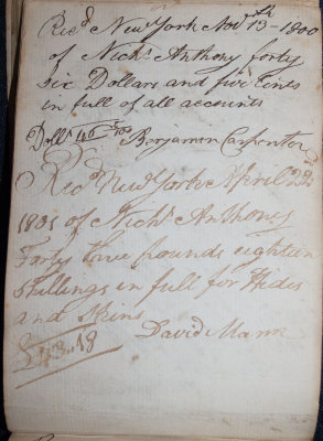 Nov. 13, 1800 - Benjamin Carpenter / April 22, 1801 - David Mann