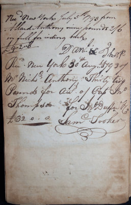 July 5, 1793 - Daniel Thorp / Aug. 30, 1793 - Sam C. Tooker