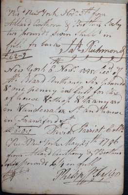 Nov. 5 - James Richmond / Nov. 6, 1795 - David Harriot / May 29, 1796 - Philip (Illegible)