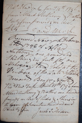 Jan. 12, 1796 - David Marsh / Feb 4, 1796 - Benjamin North / April 11, 1796 - Jacob S. Arden