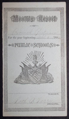 1892 Monthly School Progress Report (Report card)