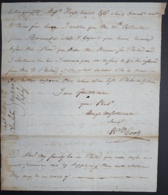 1796 Letter from Captain William Cook