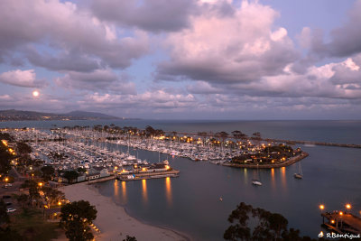 Moon rise over Dana Point Harbor