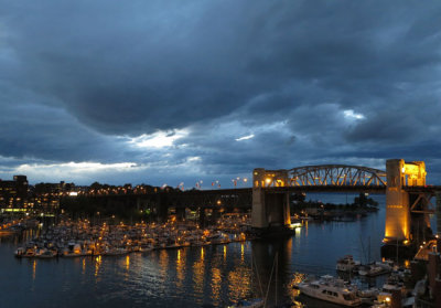 Angry sky above Burrard Bridge Vancouver