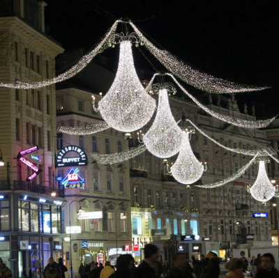 Bright festive lights in Graben
