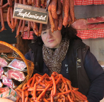 Hiding behind the wurst at Rathausplatz fair