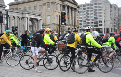 Bike jam during subway strike February 2014