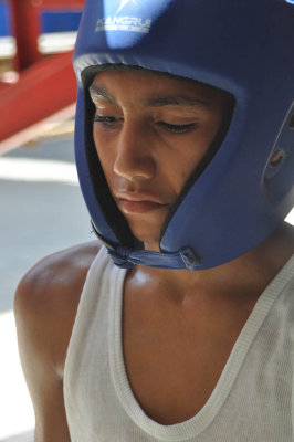 Nervously waiting for the fight