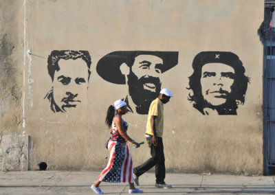 Walking by Cuban heroes