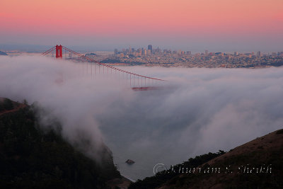 Foggy Golden Gate Bridge Sunset - San Francisco - August 2013