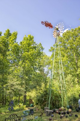 The windmill and various art installations made from common obejects