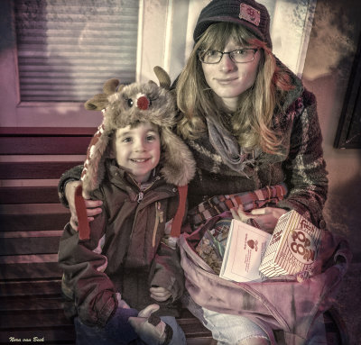 Ambrose and his mom waiting for the Christmas Parade