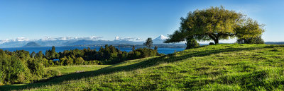 View of Volcan Osorno, Rupanco Lake and Puntiagudo