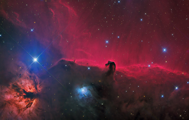 Horsehead Nebula (IC 434 / Barnard 33), Reflection Nebula (NGC 2023) and Flame Nebula (NGC 2024)