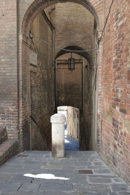 Siena street with bollard