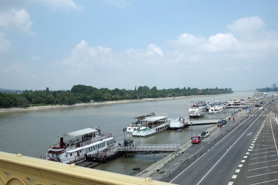 A view to floating accomodation on the Danube and Margit Island