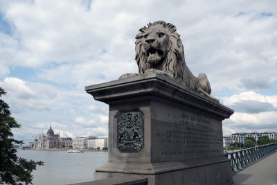 One of the guardian lions (with his tongue hidden)