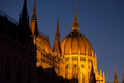 Parliament dome lit at night