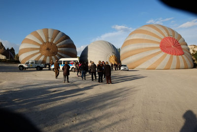Hot air balloons being prepared