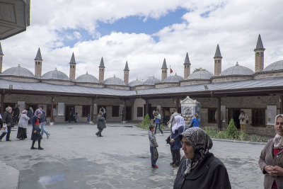 17 dervish cells lined up, covered with small domes,  built during the reign of Murad III