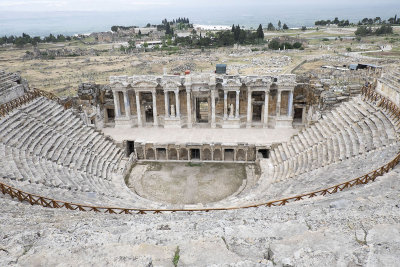 The theatre, in Greek style, was built on a hill slope, probably in AD 62 after the earthquake of AD 60